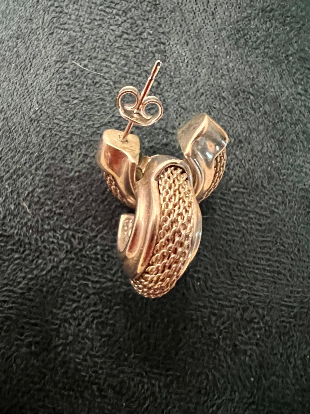 Signed ESPO Sterling Mesh Half Hoop Earrings